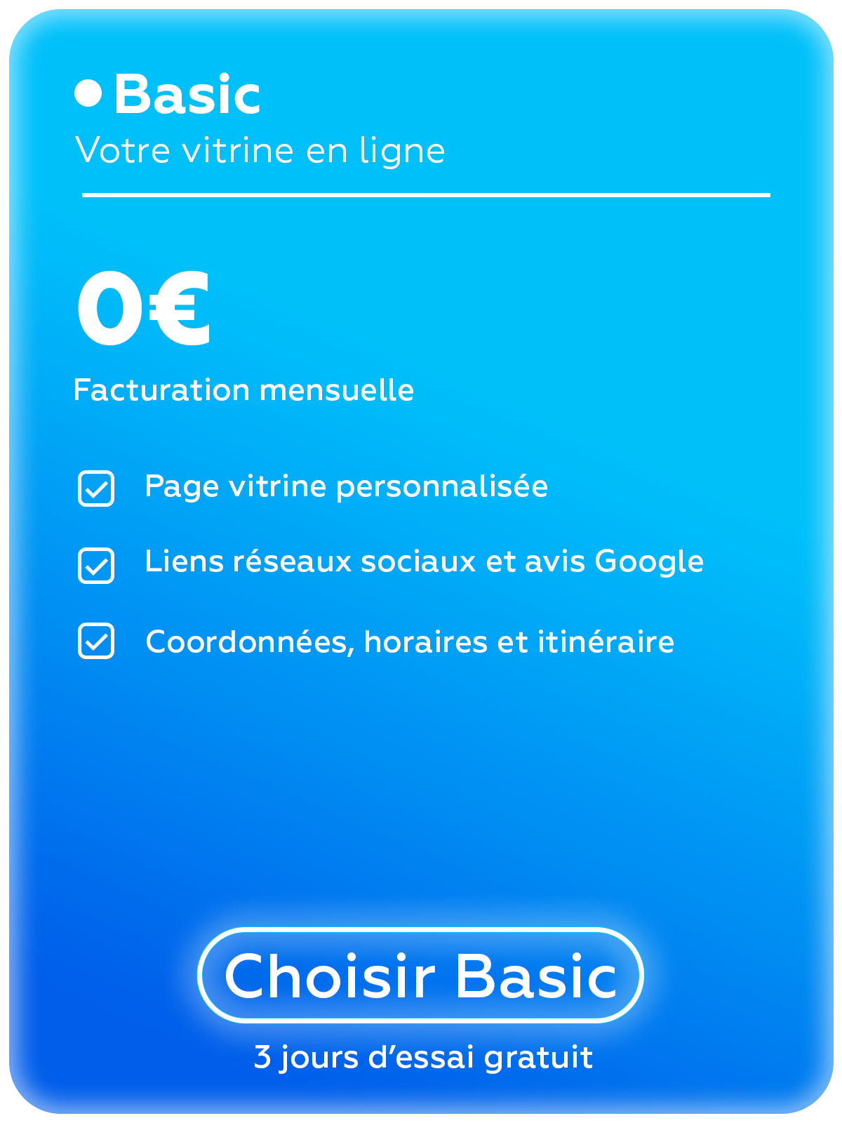 Offre Basic SwiftyPharm — gratuit — page vitrine pharmacien